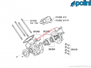 Carter del motor (1700010) - Peugeot 103 MVL 50 AIR 2T ('89-'95) / 103 Vogue 50 AIR 2T ('94-'05) - Polini