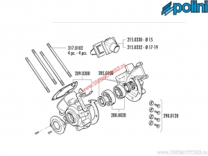 Carter moteur (1700020) - Peugeot 103 MVL 50 AIR 2T ('89-'95) / 103 Vogue 50 AIR 2T ('94-'05) - Polini