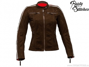 Casaco de moto feminino Rusty Stitches Uma Nubuck Brown (marrom) - Rusty Stitches