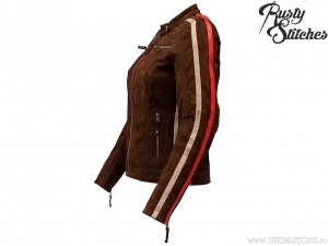 Casaco de moto feminino Rusty Stitches Uma Nubuck Brown (marrom) - Rusty Stitches