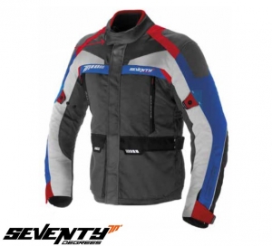 Casaco de motocicleta masculino Touring Seventy verão/inverno modelo SD-JT43 cor: cinza/vermelho/azul - Cinza/vermelho/azul, S