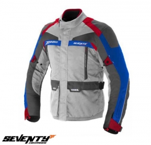 Casaco (jaqueta) de motocicleta masculino Racing Seventy verão/inverno modelo SD-JT43 cor: branco/vermelho/azul - Branco/vermel