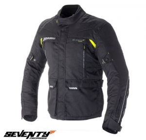 Casaco (jaqueta) de motocicleta masculino Touring Seventy para verão/inverno modelo SD-JT41 cor: preto/amarelo fluorescente - P