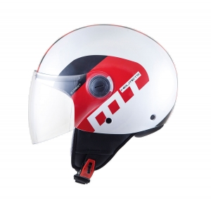 Casco Abierto para Motocicleta MT Street Metro Blanco/Rojo/Negro Brillante - Blanco/Rojo/Negro Brillante, XS (53/54cm)