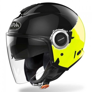 Casco jet (aperto) Helios Fluo Nero/Giallo Lucido: Taglia - MC