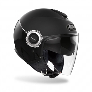 Casco Jet (Cara Abierta) Helios Fluo Negro Mate/Brillante: Talla - MS