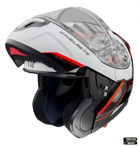 Casco Modular MT Atom SV Open B5 Rojo Fluorescente Brillante Listo para Pinlock - Rojo Fluorescente Brillante, XS (53/54cm)