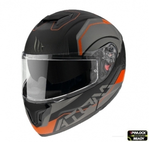 Casco modular MT Atom SV Quark A4 naranja mate listo para Pinlock - Naranja mate, S (55/56cm)