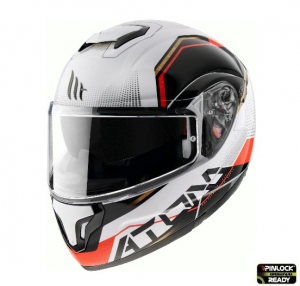 Casco modular MT Atom SV Quark B5 rojo/blanco brillante listo para Pinlock - Rojo/blanco brillante, S (55/56cm)