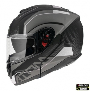 Casco modulare MT Atom SV Quark A0 Bianco/Nero Opaco/Lucido Pinlock Ready - Bianco/Nero Opaco/Lucido, XS (53/54cm)