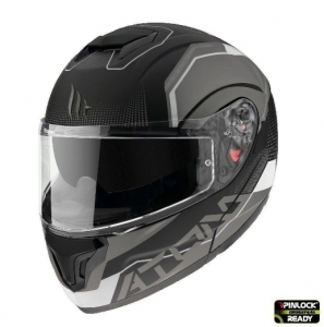 Casco modulare MT Atom SV Quark A0 Bianco/Nero Opaco/Lucido Pinlock Ready - Bianco/Nero Opaco/Lucido, XS (53/54cm)