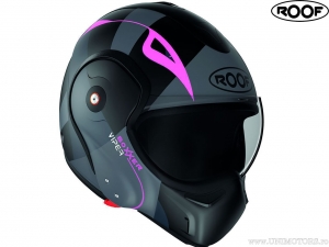 Casco moto Roof New Boxxer Viper Matt Black-Pink (nero-rosa opaco) - Roof