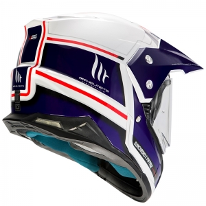 Casco off road MT Synchrony Duo Sport Vintage blanco/azul brillante con visera (gafas de sol integradas) - Blanco/azul brillante