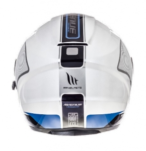 Casque de moto ouvert MT Avenue SV Crossroad blanc/bleu brillant (visière solaire intégrée)