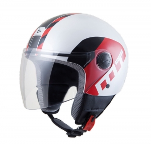 Casque de Moto Ouvert MT Street Metro Blanc/Rouge/Noir Brillant - Blanc/Rouge/Noir Brillant, XS (53/54cm)