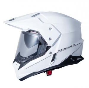 Casque de Moto Tout-Terrain MT Synchrony Duo Sport Blanc Brillant avec Visière (Lunettes de Soleil Intégrées) - Blanc Brillan