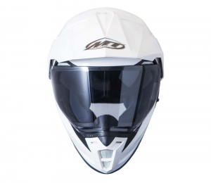 Casque de Moto Tout-Terrain MT Synchrony Duo Sport Blanc Brillant avec Visière (Lunettes de Soleil Intégrées) - Blanc Brillan