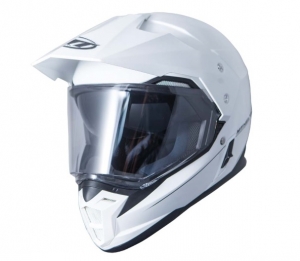 Casque de Moto Tout-Terrain MT Synchrony Duo Sport Blanc Brillant avec Visière (Lunettes de Soleil Intégrées) - Blanc Brillan