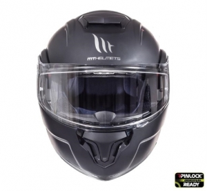 Casque intégral modulable pour motos MT Atom SV, noir mat, prêt pour Pinlock - Noir mat, XS (53/54cm)