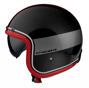 Casque jet MT Le Mans 2 SV Tant A5 noir/rouge brillant (visière solaire intégrée) - Noir/rouge brillant, XS (53/54cm)