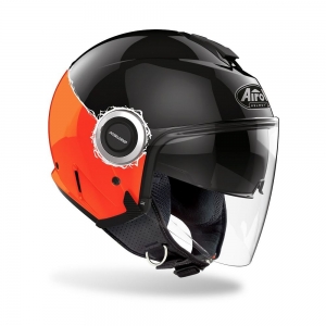 Casque Jet (ouvert) Helios Fluo Noir/Orange Brillant: Taille - MC