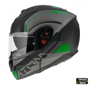 Casque modulable MT Atom SV Quark A6 vert fluorescent mat Pinlock prêt