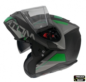 Casque modulable MT Atom SV Quark A6 vert fluorescent mat Pinlock prêt