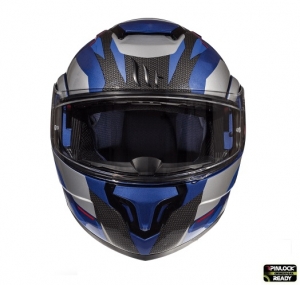 Casque modulable pour motos MT Atom SV Transcend E7 en bleu/gris brillant, prêt pour Pinlock - Gris brillant/bleu, XXL (63/64cm