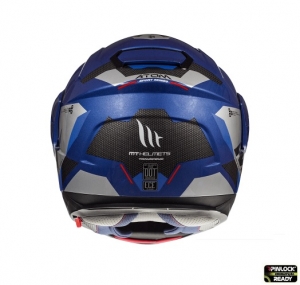 Casque modulable pour motos MT Atom SV Transcend E7 en bleu/gris brillant, prêt pour Pinlock - Gris brillant/bleu, XXL (63/64cm