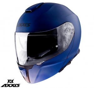 Casque modulaire Axxis modèle Gecko SV A7 bleu mat (visière solaire intégrée)