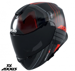 Casque modulaire Axxis modèle Gecko SV Epic B5 rouge fluor mat (visière solaire intégrée)