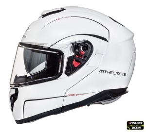 Casque modulaire intégral pour motos MT Atom SV, blanc brillant, prêt pour Pinlock - Blanc brillant, S (55/56cm)