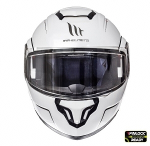 Casque modulaire intégral pour motos MT Atom SV, blanc brillant, prêt pour Pinlock - Blanc brillant, S (55/56cm)