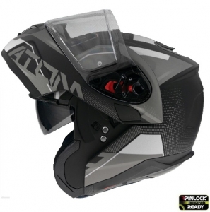 Casque modulaire MT Atom SV Quark A0 Blanc/Noir Mat/Brillant Pinlock Ready - Blanc/Noir Mat/Brillant, XS (53/54cm)