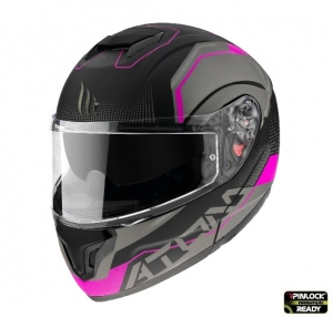 Casque modulaire MT Atom SV Quark A8 rose mat prêt pour Pinlock