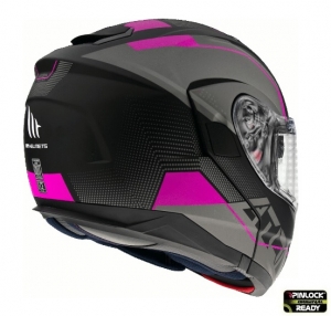 Casque modulaire MT Atom SV Quark A8 rose mat prêt pour Pinlock