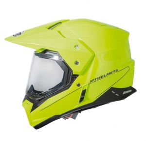 Casque moto tout-terrain MT Synchrony Duo Sport jaune fluorescent brillant avec visière (lunettes de soleil intégrées) - Jaun