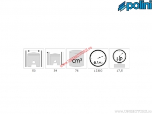 Cast iron cylinder kit (diameter 50mm / 76cc) - 133.1009 - Polini