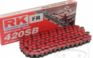 Chaîne RK Standard Néon Rouge RT420 SB / 118 - Honda MBX 50 SD / Kawasaki KX 80 R / KX 80 R 17/14 Pouces / Yamaha YZ 65 - RK