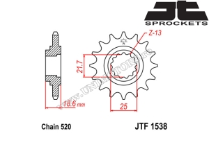 Chain kit Kawasaki Z 750 / Z 750S ('04-'13) - (DID / JT)