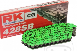 Chain standard RK neon green GN428 SB / 137 - Aprilia RS 125 4T ABS / Beta RR 125 LC Motard / Hyosung GT 125 N Naked - RK