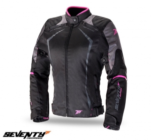 Chaqueta de moto de carreras para mujer Racing Seventy para verano/invierno modelo SD-JR49 color: negro/rosa - Negro/rosa, XL