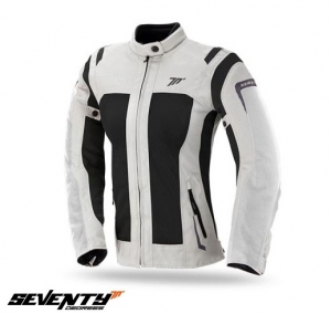 Chaqueta de moto de mujer Touring Seventy modelo SD-JT46 color verano: blanco hielo/negro - Blanco hielo/negro, L (59/60cm)