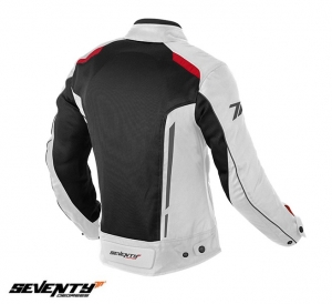 Chaqueta de moto de turismo para mujer modelo Seventy SD-JT36 color: blanco/rojo - Blanco/rojo, XL