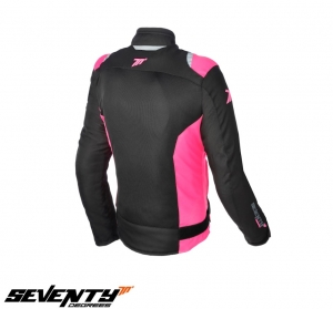 Chaqueta de moto de verano para mujer modelo Seventy SD-JR50 color: negro/rosa - Negro/rosa, XL (61/62cm)