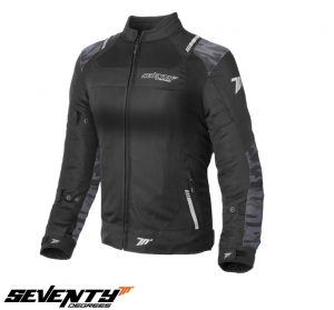 Chaqueta de moto de verano para mujer modelo Seventy SD-JR54 color: negro/camuflaje - Negro/camuflaje, L (59/60cm)