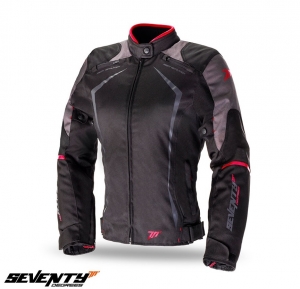 Chaqueta de moto para mujer Racing Seventy modelo SD-JR49 verano/invierno, negro/rojo - Negro/rojo, XS