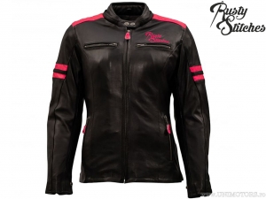 Chaqueta de moto para mujer Rusty Stitches Joyce Negro-Rosa (negro-rosa) - Rusty Stitches