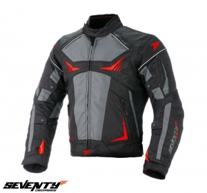 Chaqueta de motocicleta para hombres Racing Seventy verano/invierno modelo SD-JR55 color: negro/rojo - Negro/rojo, 4XL