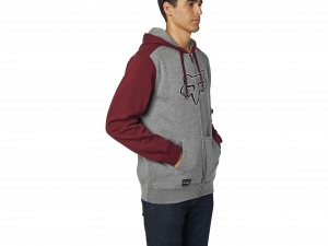 Chaqueta informal con capucha Destrakt Zip Fleece [Gris/Rojo]: Talla - 2X